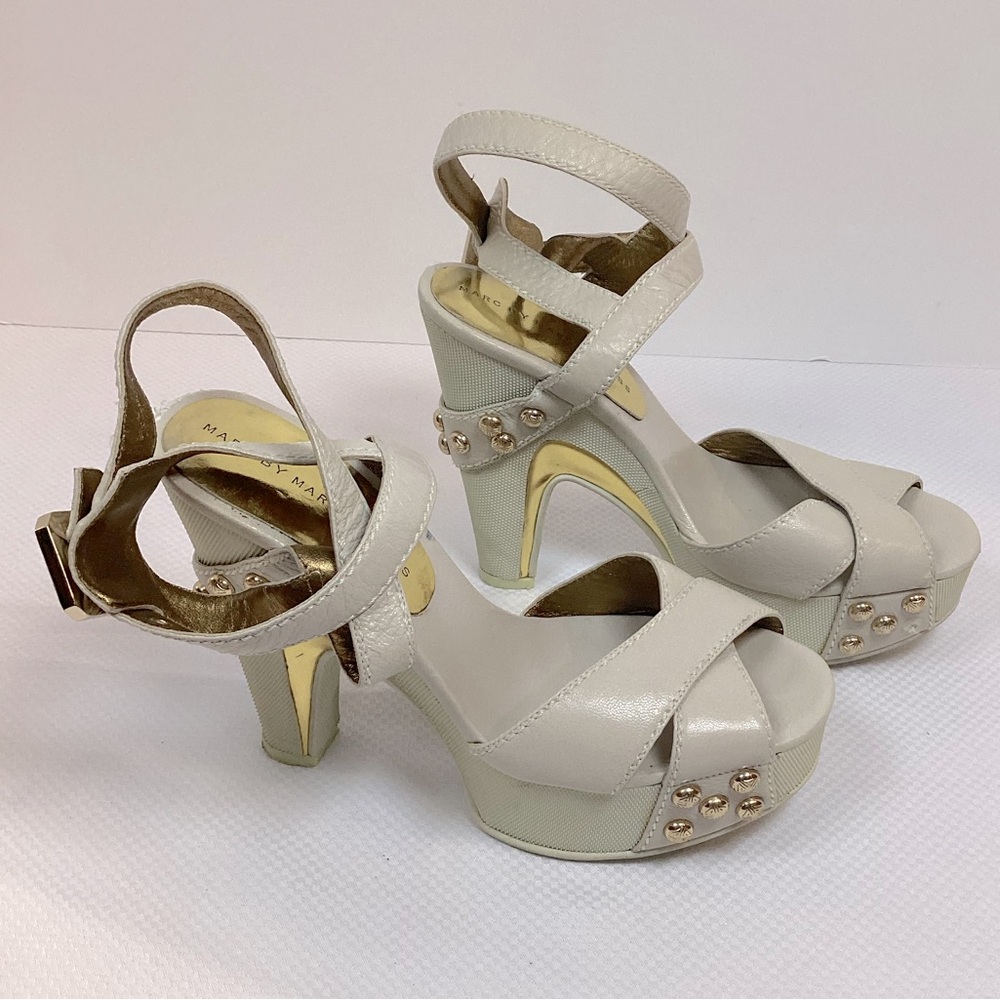 Marc By Marc Jacobs Sandals Women’s 37.5 Leather Strappy  Platform Studded VTG